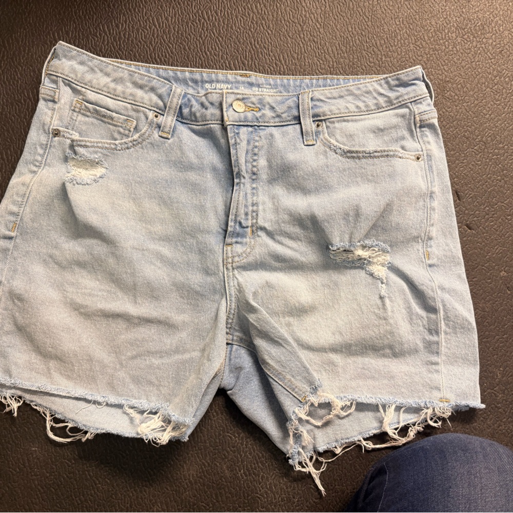 Old Navy OG Straight Light Blue Distressed Jean Shorts